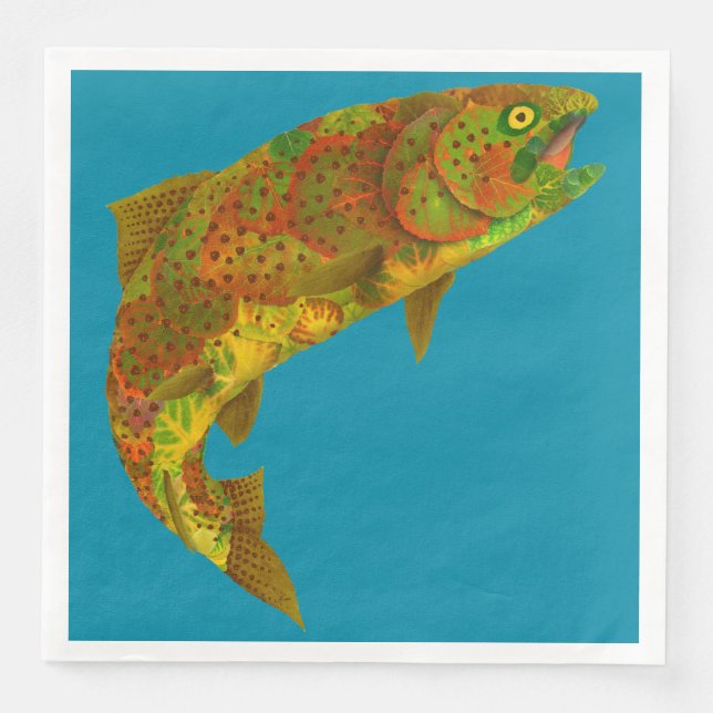 Aspen Leaf Rainbow Trout 6 Paper Dinner Napkins (Front)