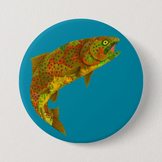 Aspen Leaf Rainbow Trout 6 Pinback Button (Front)