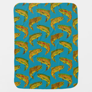 Aspen Leaf Rainbow Trout Seamless Pattern 2018 Baby Blanket