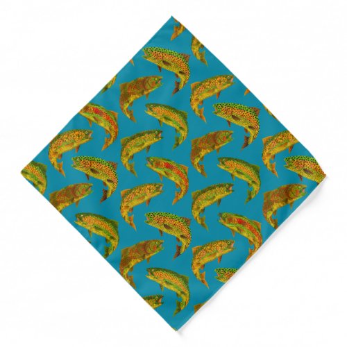 Aspen Leaf Rainbow Trout Seamless Pattern 2018 Bandana