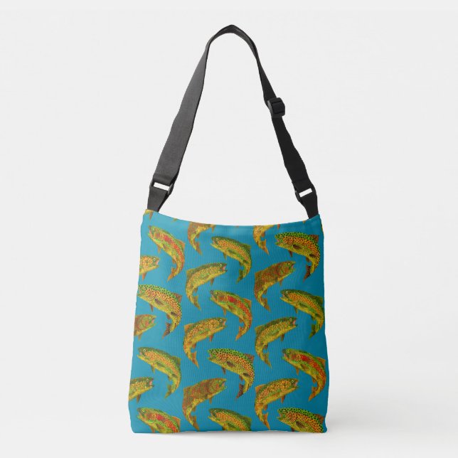 Aspen Leaf Rainbow Trout Seamless Pattern 2018 Crossbody Bag (Front)