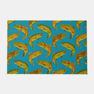 Aspen Leaf Rainbow Trout Seamless Pattern 2018 Doormat