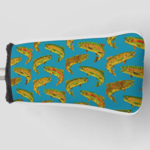 Aspen Leaf Rainbow Trout Seamless Pattern 2018 Golf Head Cover