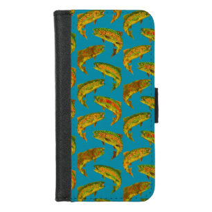 Aspen Leaf Rainbow Trout Seamless Pattern 2018 iPhone 8/7 Wallet Case