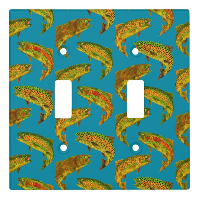Aspen Leaf Rainbow Trout Seamless Pattern 2018 Light Switch Cover (Front)