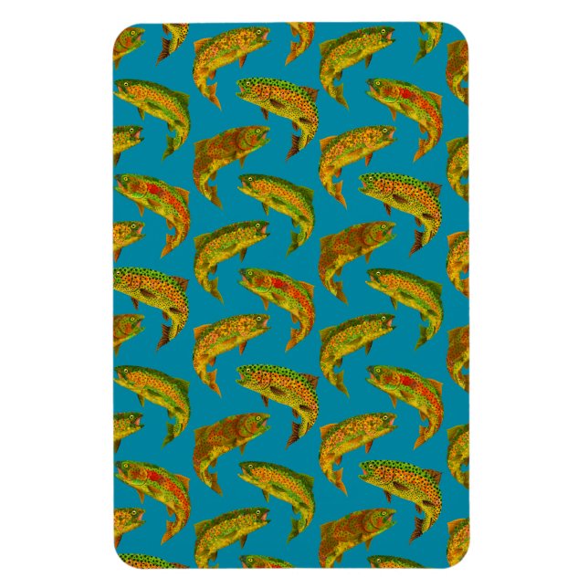 Aspen Leaf Rainbow Trout Seamless Pattern 2018 Magnet (Vertical)