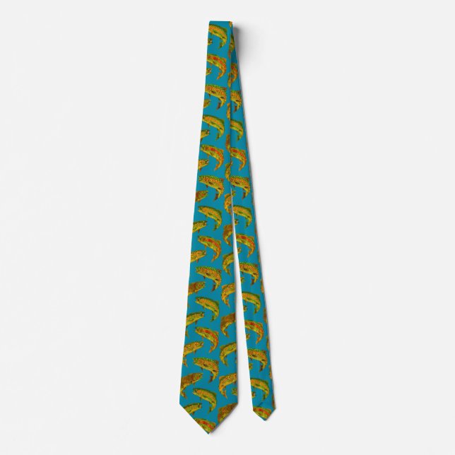 Aspen Leaf Rainbow Trout Seamless Pattern 2018 Neck Tie (Front)