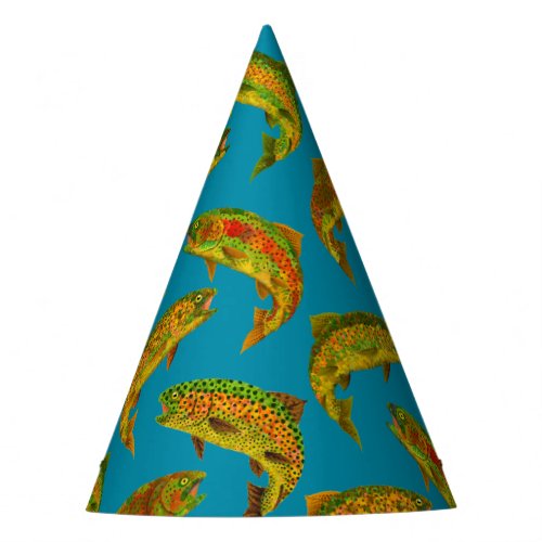 Aspen Leaf Rainbow Trout Seamless Pattern 2018 Party Hat
