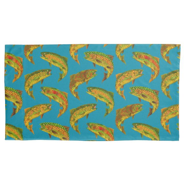 Aspen Leaf Rainbow Trout Seamless Pattern 2018 Pillow Case (Front-Left)