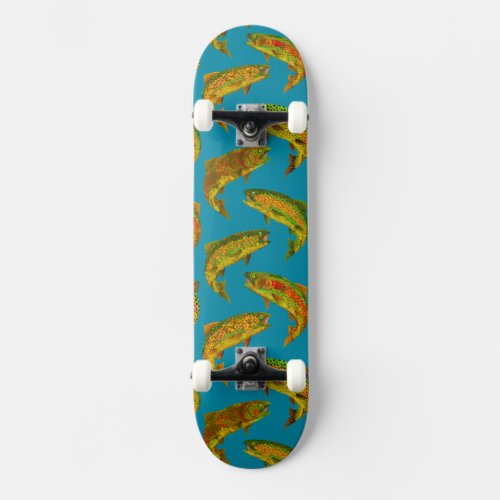 Aspen Leaf Rainbow Trout Seamless Pattern 2018 Skateboard