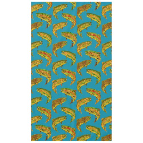 Aspen Leaf Rainbow Trout Seamless Pattern 2018 Tablecloth