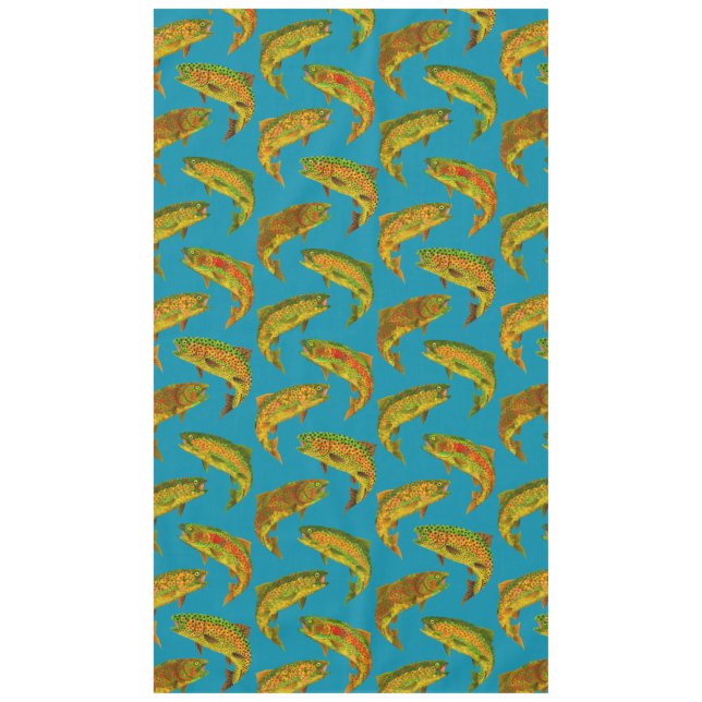 Aspen Leaf Rainbow Trout Seamless Pattern 2018 Tablecloth (Front)