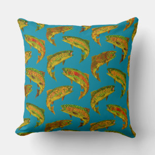 Aspen Leaf Rainbow Trout Seamless Pattern 2018 Throw Pillow
