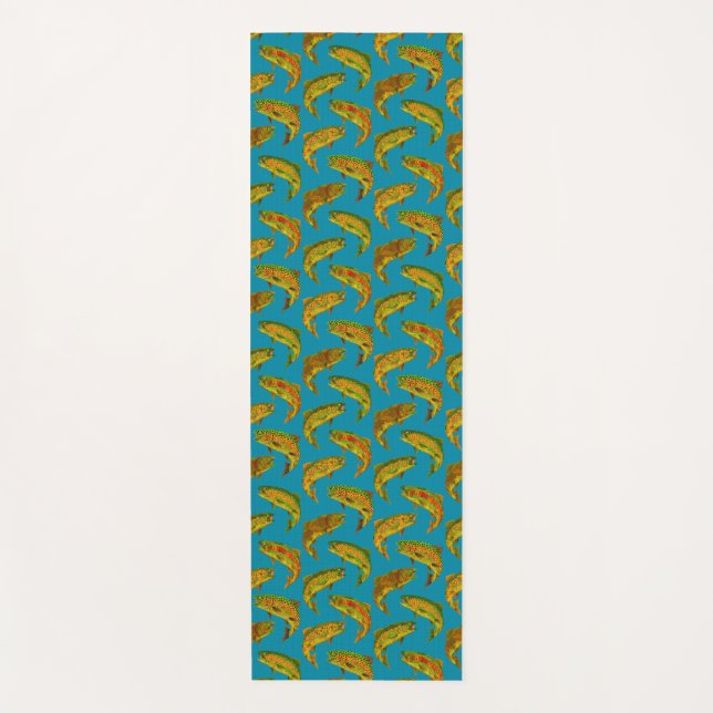 Aspen Leaf Rainbow Trout Seamless Pattern 2018 Yoga Mat (Front)