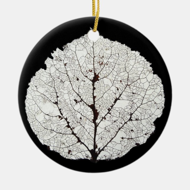 Aspen Leaf Skeleton 1 Ceramic Ornament (Front)