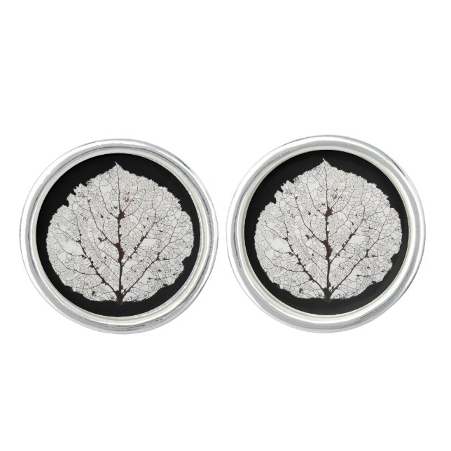 Aspen Leaf Skeleton 1 Cufflinks (Front)