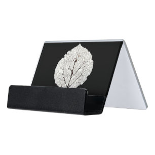 Aspen Leaf Skeleton 1 Desk Business Card Holder