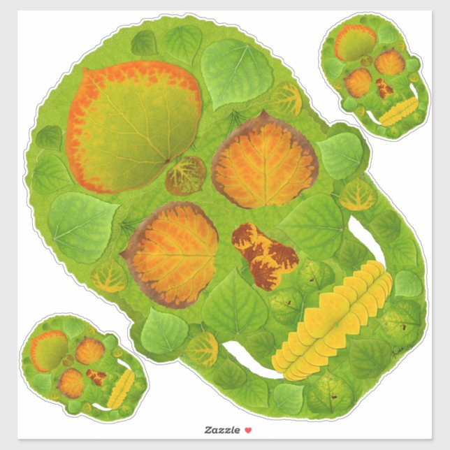 Aspen Leaf Skull 10 Sticker (Sheet)