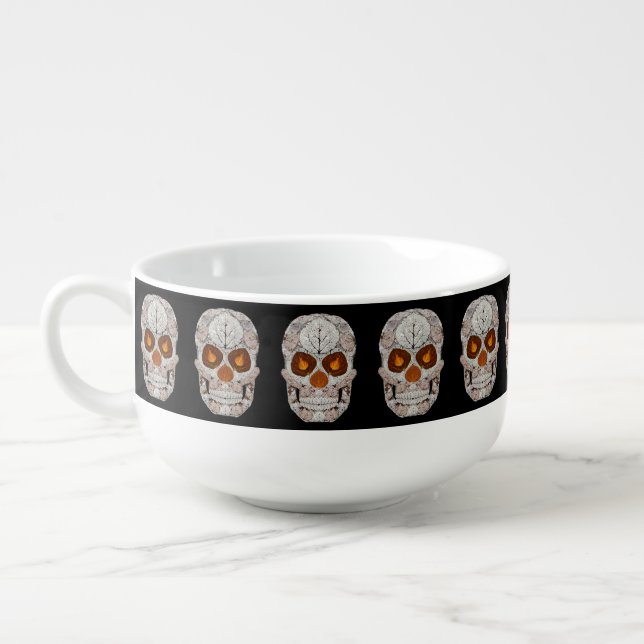 Aspen Leaf Skull 11 Soup Mug (Right)