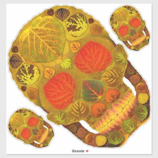 Aspen Leaf Skull 12 Sticker (Sheet)
