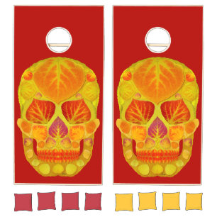 Aspen Leaf Skull 13 Cornhole Set