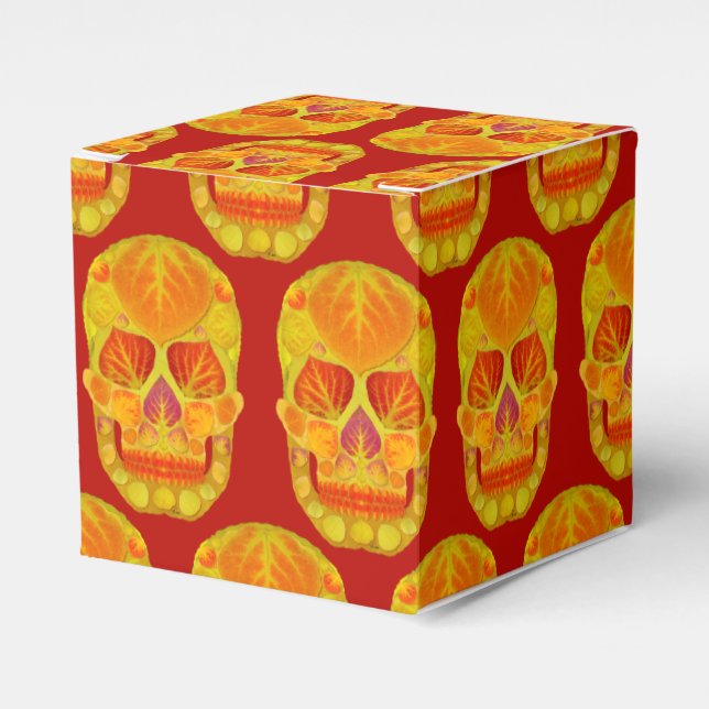 Aspen Leaf Skull 13 Favor Boxes (Front Side)