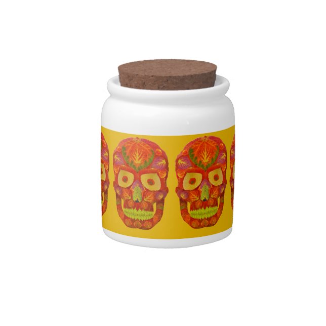 Aspen Leaf Skull 16 Candy Jar (Front)