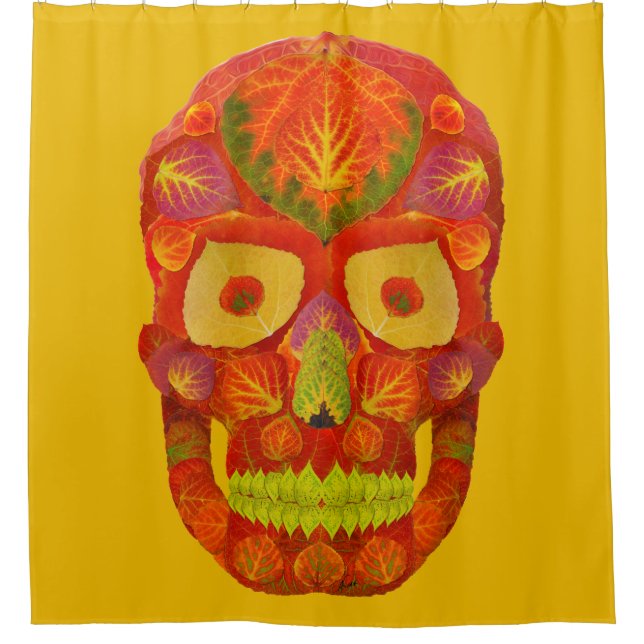 Aspen Leaf Skull 16 Shower Curtain (Front)
