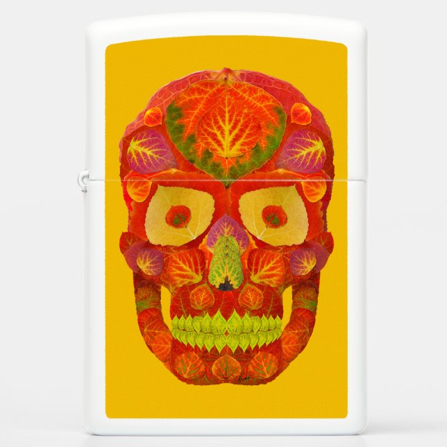 Aspen Leaf Skull 16 Zippo Lighter (Front)