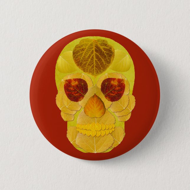 Aspen Leaf Skull 1 Button (Front)