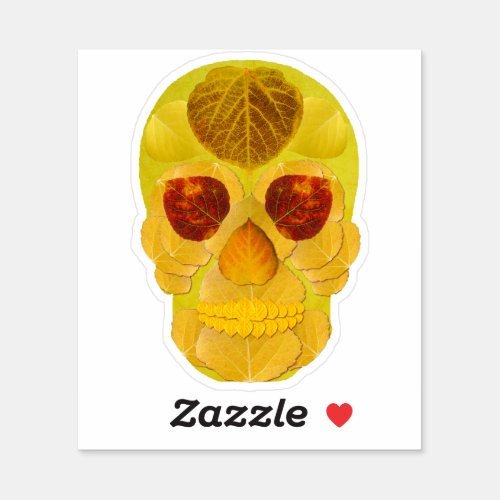 Aspen Leaf Skull 1 Sticker