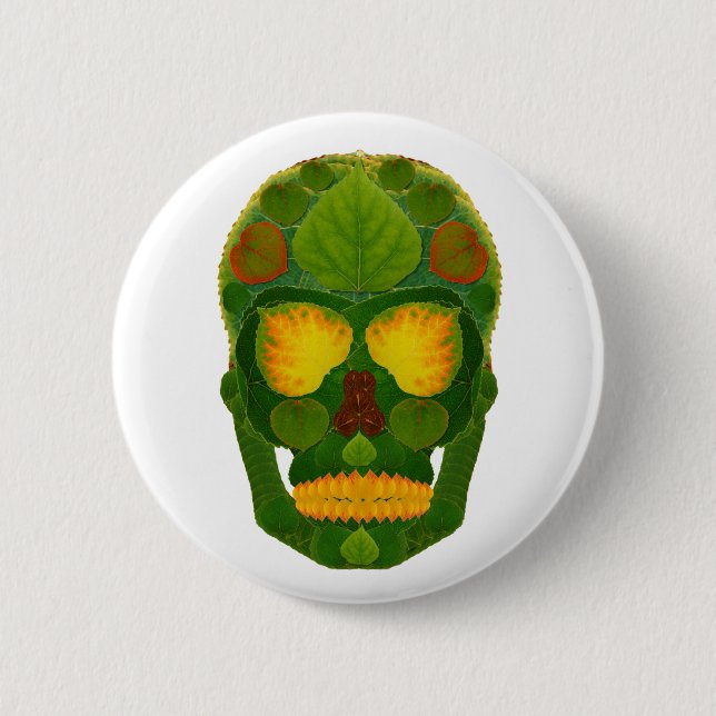 Aspen Leaf Skull 9 Button (Front)