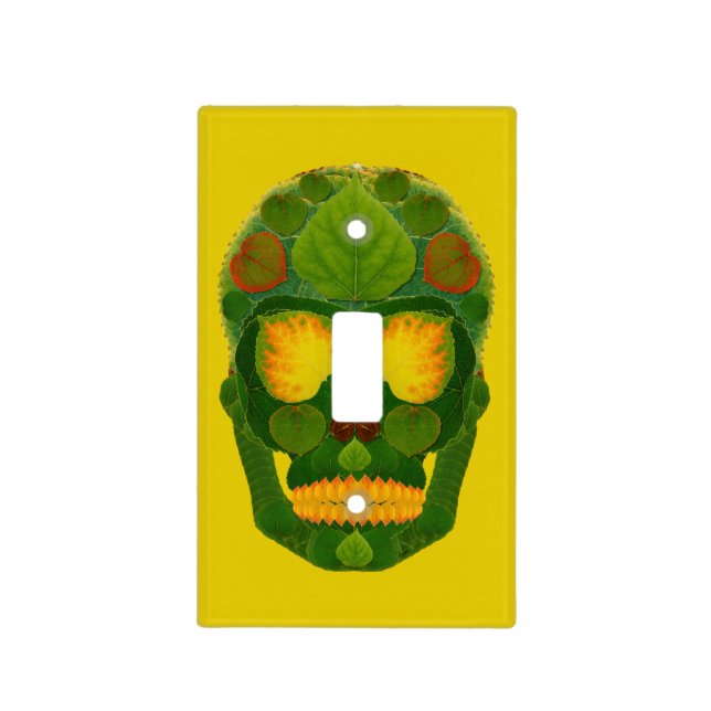 Aspen Leaf Skull 9 Light Switch Cover (Front)