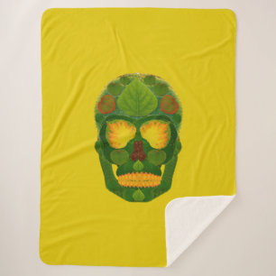 Aspen Leaf Skull 9 Sherpa Blanket