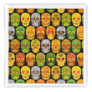 Aspen Leaf Skulls seamless pattern 2018 Acrylic Tray