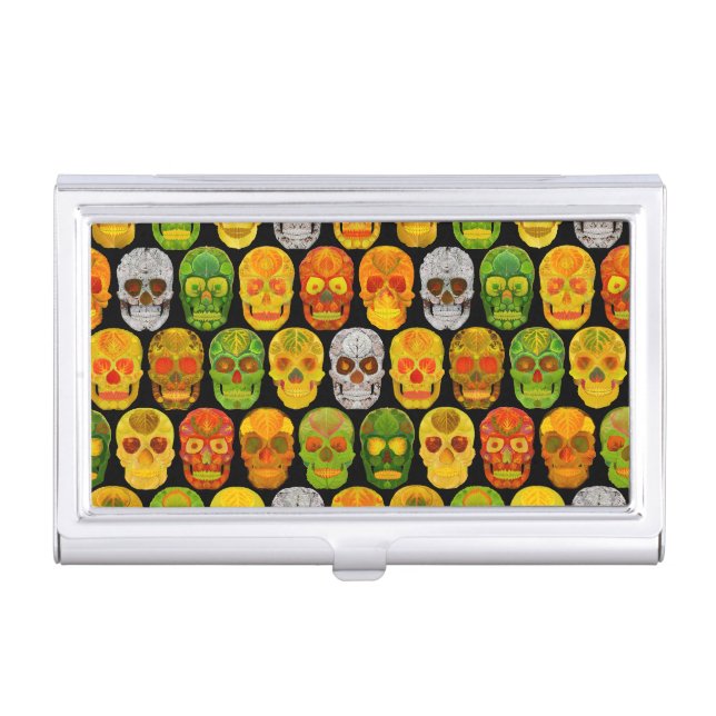 Aspen Leaf Skulls seamless pattern 2018 Business Card Case (Front)