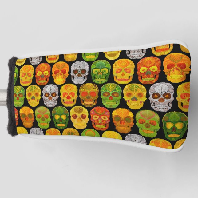 Aspen Leaf Skulls seamless pattern 2018 Golf Head Cover (Front)