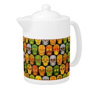 Aspen Leaf Skulls seamless pattern 2018 Teapot
