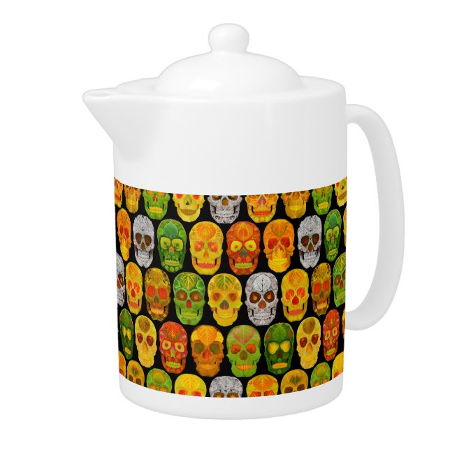 Aspen Leaf Skulls seamless pattern 2018 Teapot (Right)