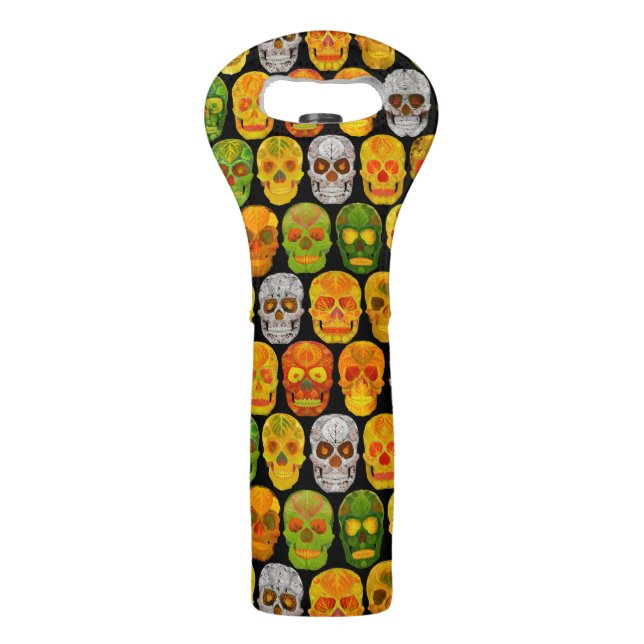 Aspen Leaf Skulls seamless pattern 2018 Wine Bag (Front)