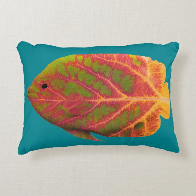 Aspen Leaf Tropical Fish 1 Accent Pillow (Front)