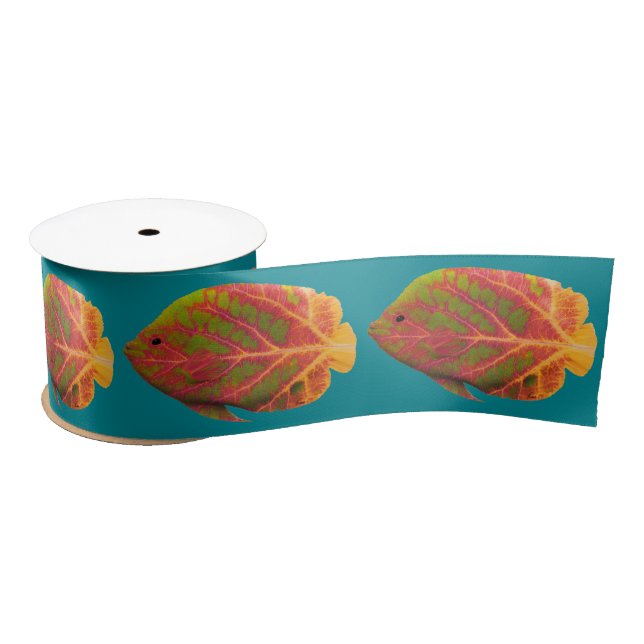 Aspen Leaf Tropical Fish 1 Satin Ribbon (Spool)