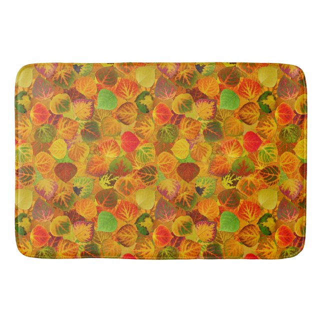 Aspen Leaves Collage Solid Medley 1 Bathroom Mat (Front)