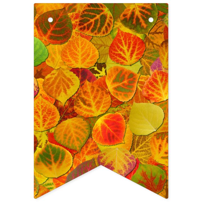 Aspen Leaves Collage Solid Medley 1 Bunting Flags (First Flag)