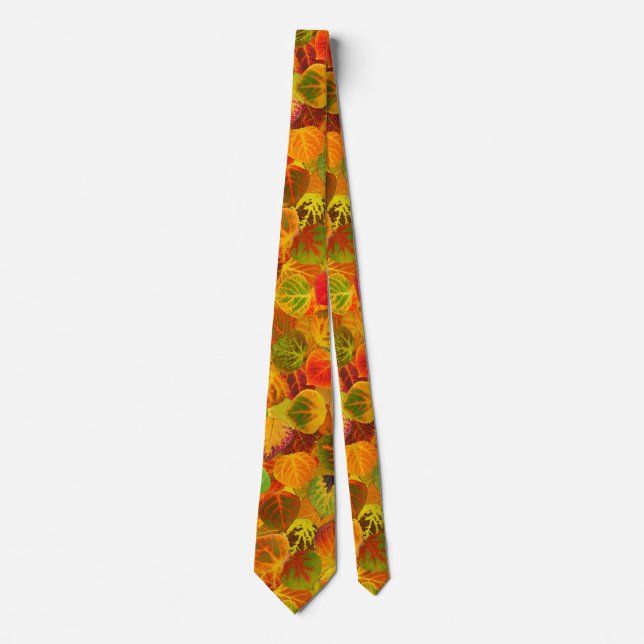 Aspen Leaves Collage Solid Medley 1 Neck Tie (Front)
