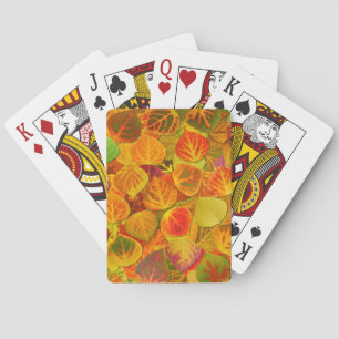 Aspen Leaves Collage Solid Medley 1 Poker Cards