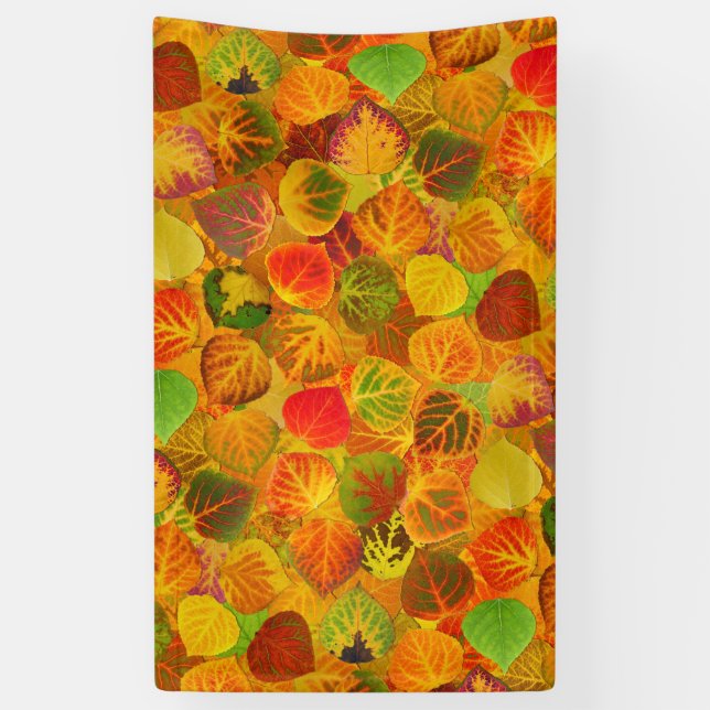 Aspen Leaves Collage Solid Medley Seamless 1 Banner (Vertical)