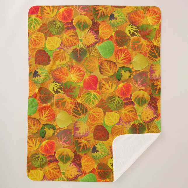 Aspen Leaves collage solid medley seamless 1 Sherpa Blanket (Front)