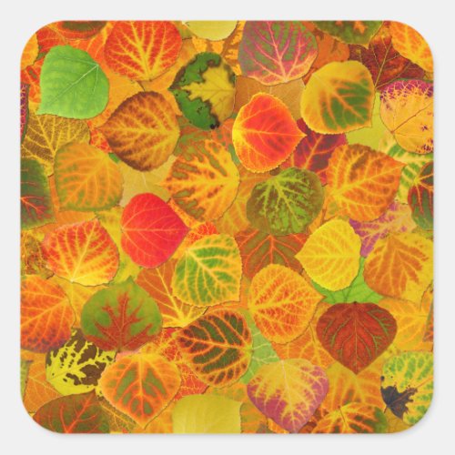 Aspen Leaves collage solid medley seamless 1 Square Sticker
