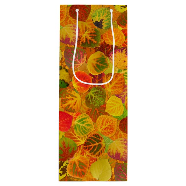 Aspen Leaves collage solid medley seamless 1 Wine Gift Bag (Front)